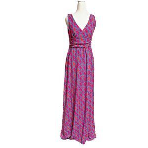 Lilly Pulitzer Sloane Maxi Dress Snorkel Blue Hold Your Horses Women's Size M